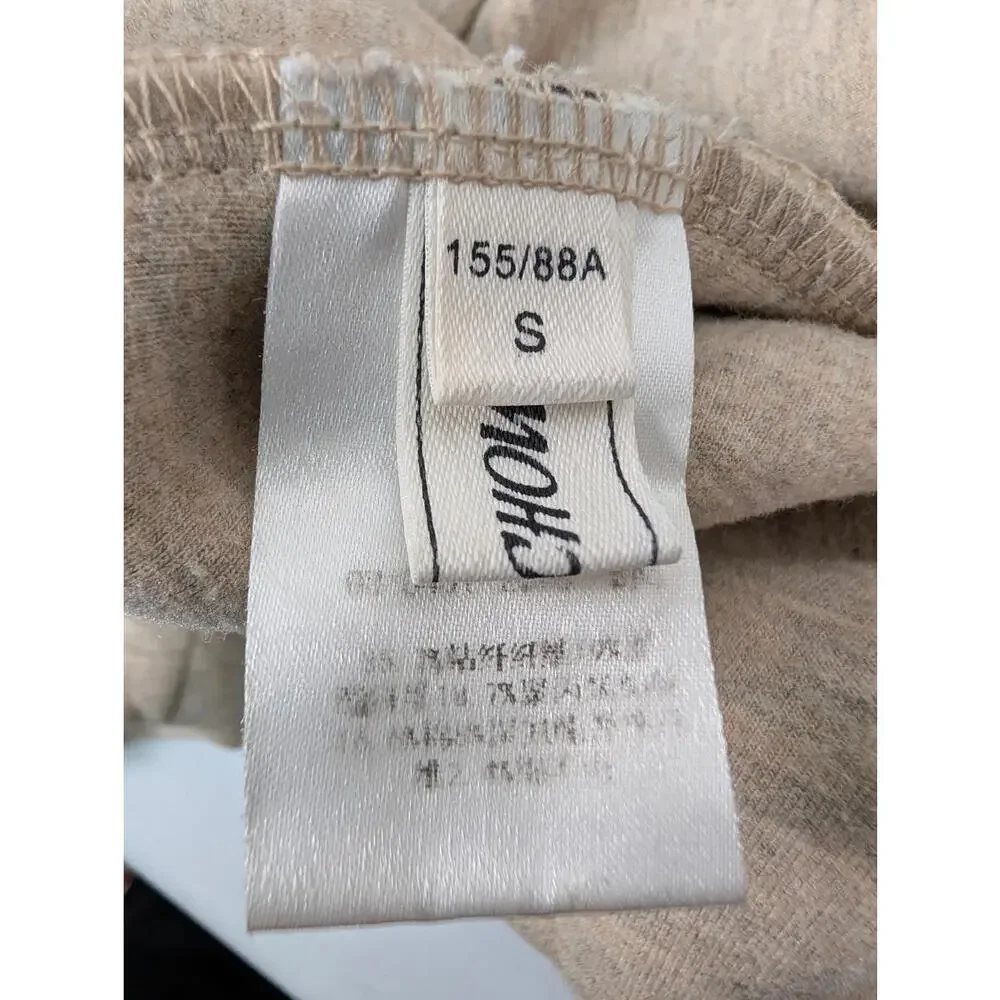 Baizi Chow‎ Hoodie Dog Embroidered Sweatshirt Brown Beige Cotton Blend Small